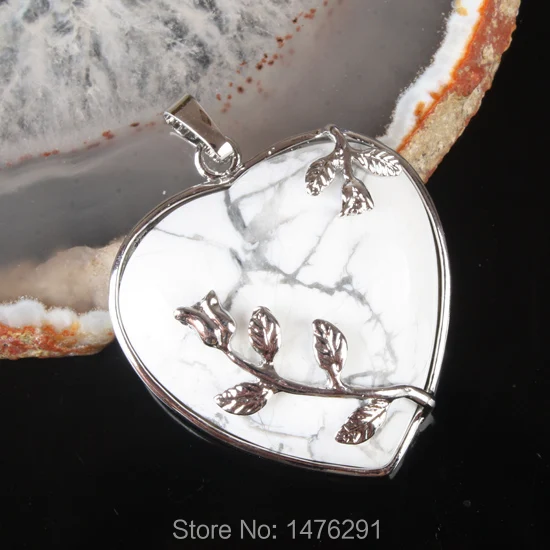 Новый Белый Howlite камень в форме сердца бисера инкрустированные цветок ювелирные