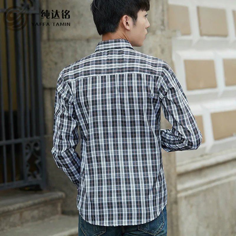 Блузка мужская в полоску 100% хлопок с отложным воротником|striped shirts for men|brand menfashion men