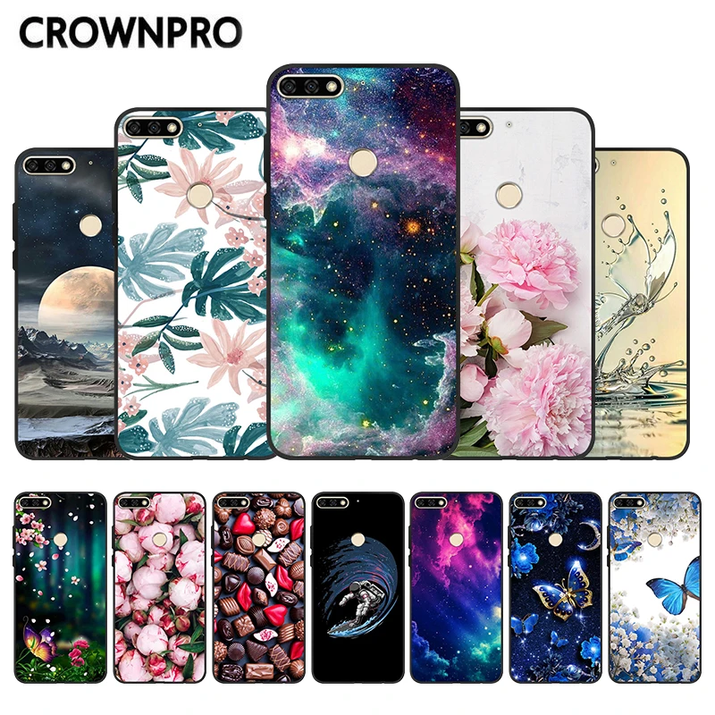 Чехол CROWNPRO для Huawei Y7 PRO 2018 чехол накладка Prime силиконовый телефона черного цвета Y 7