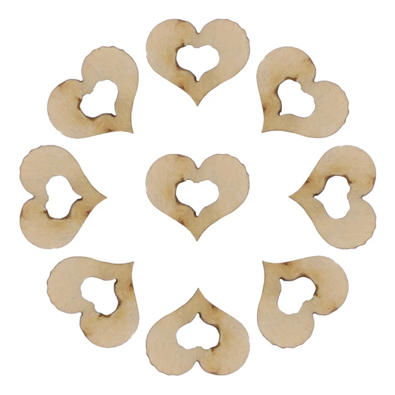 100 шт./упак. пустые деревянные сердца любви свадьбы создание карт художественное