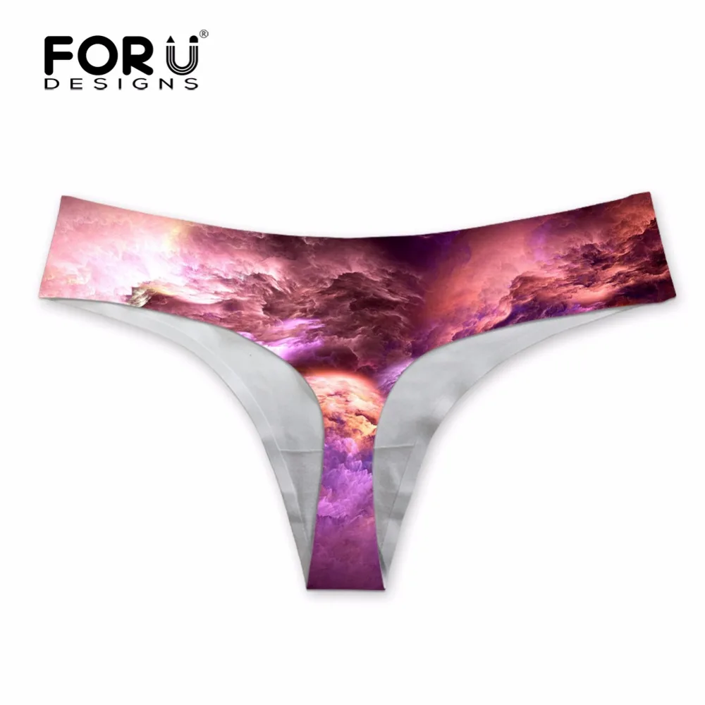 FORUDESIGNS Galaxy Star Space Printed Sexy G String Women Brand Designer Seamless Briefs Underwear Fashion Feminie Panties Thong|Женские