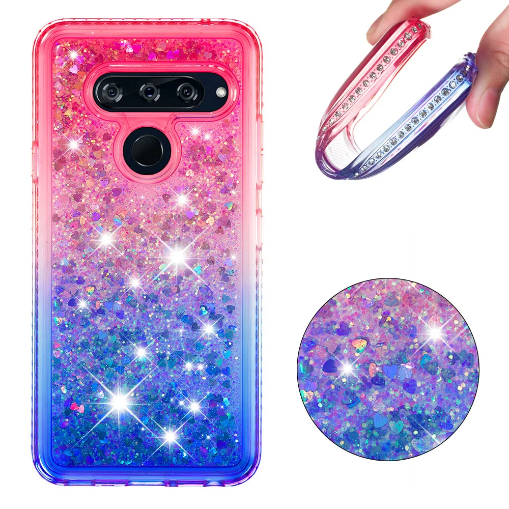 Мягкий чехол Quicksand Dynamic Liquid для LG V40 ThinQ /G7 /X power 3 /Stylo 4/Aristo 2 блестящий с алмазной
