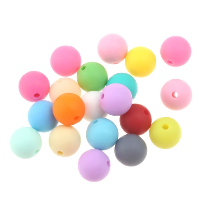 Cuentas redondas de silicona para mordedor de beb&eacute;, cuentas de silicona masticables sin Bpa para la fabricaci&oacute;n de joyas, juguetes de dentici&oacute;n Diy, regalo, 12mm, 100 Uds.-3