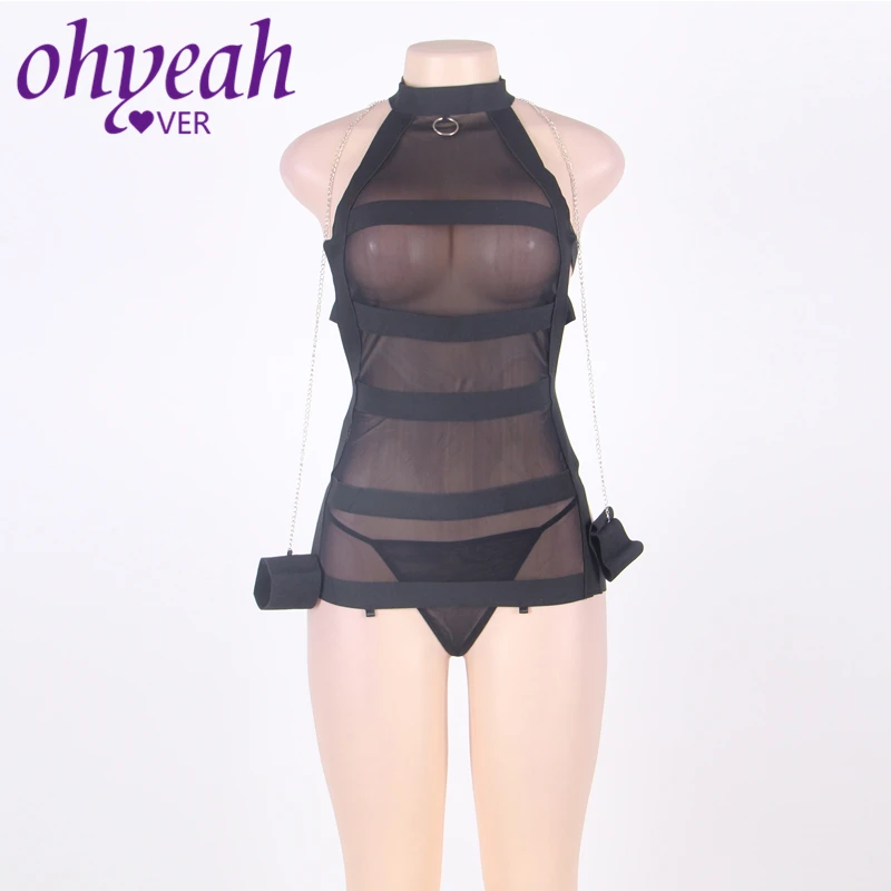 Женская пижама Ohyeahlover пикантное нижнее белье большого размера черное Бандажное