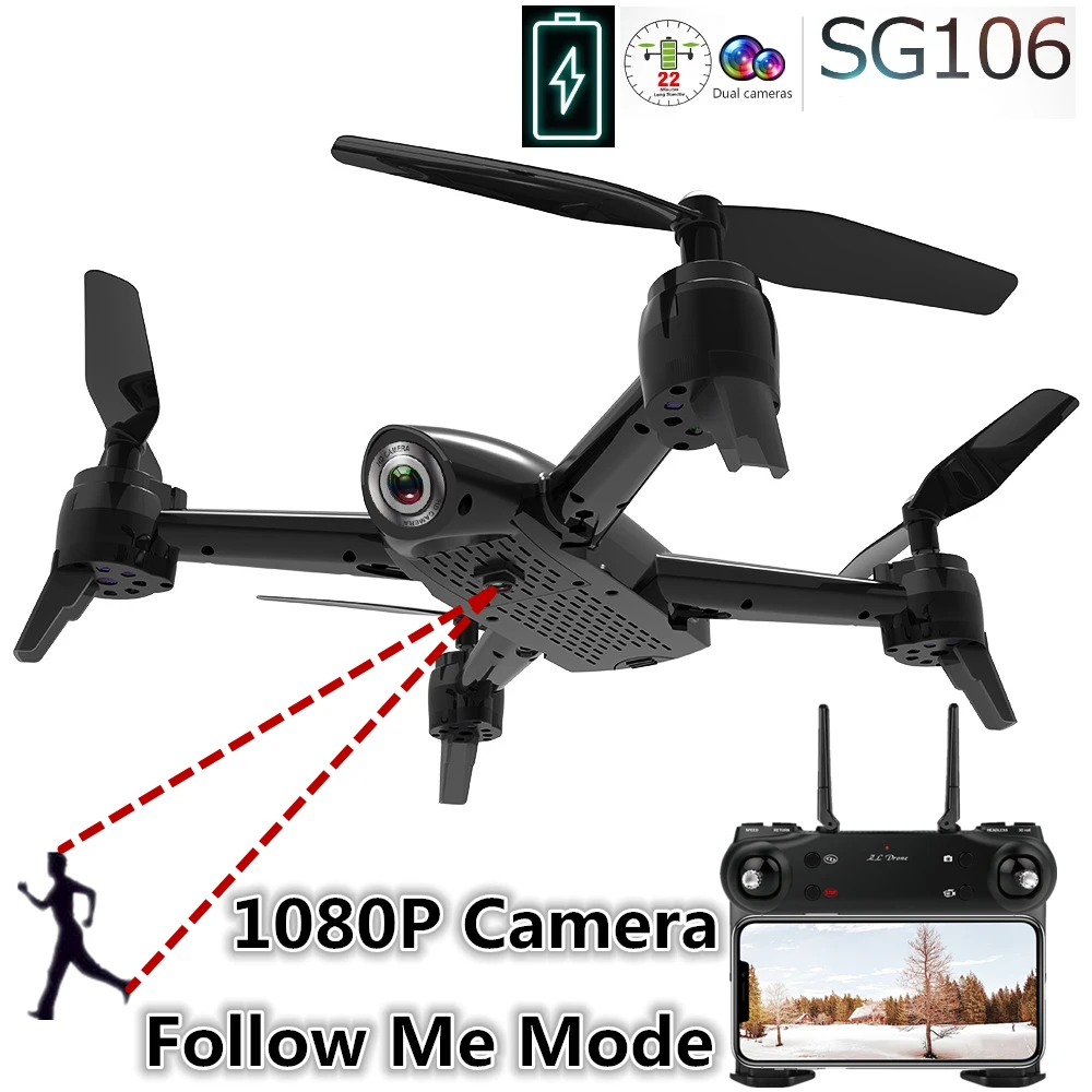 SG106 Дрон Квадрокоптер с оптической 1080 P HD Двойная камера Wi Fi дроны Квадрокоптеры FPV