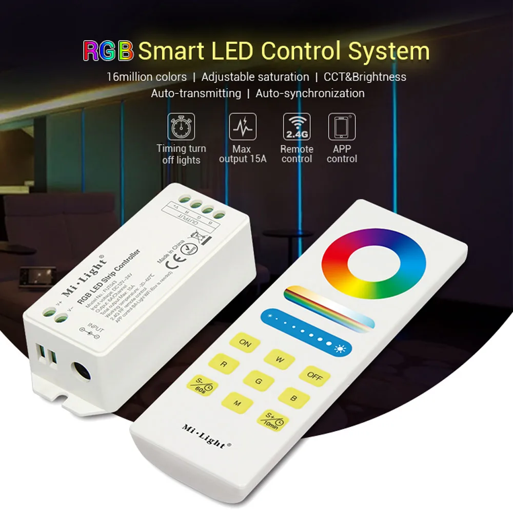 Milight FUT043A RGB умная светодиодная система управления 15A 6A/канал 2 4G беспроводной