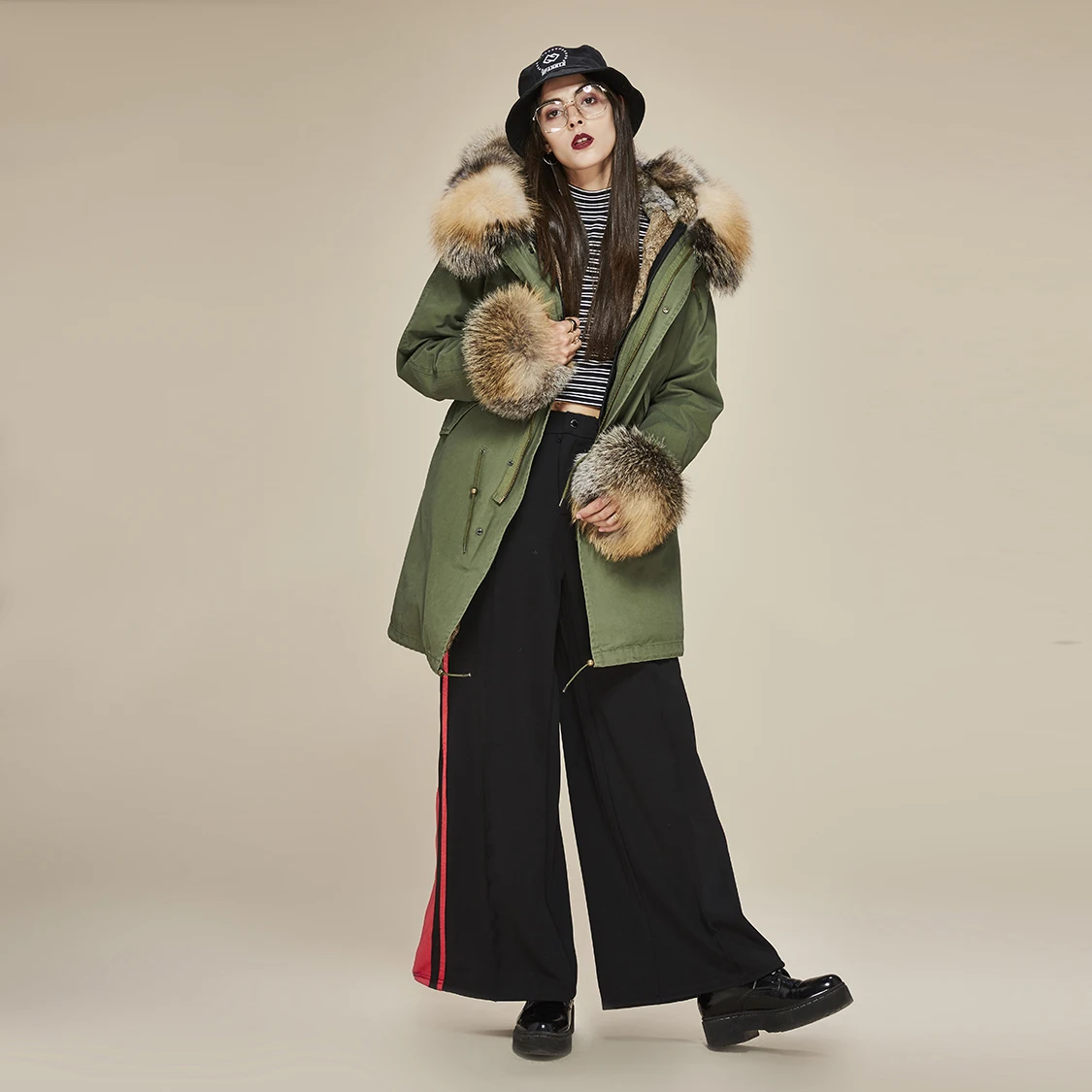 JAZZEVAR 2019 Новые куртки женские модные роскошный натуральным лисьим мехом меховой