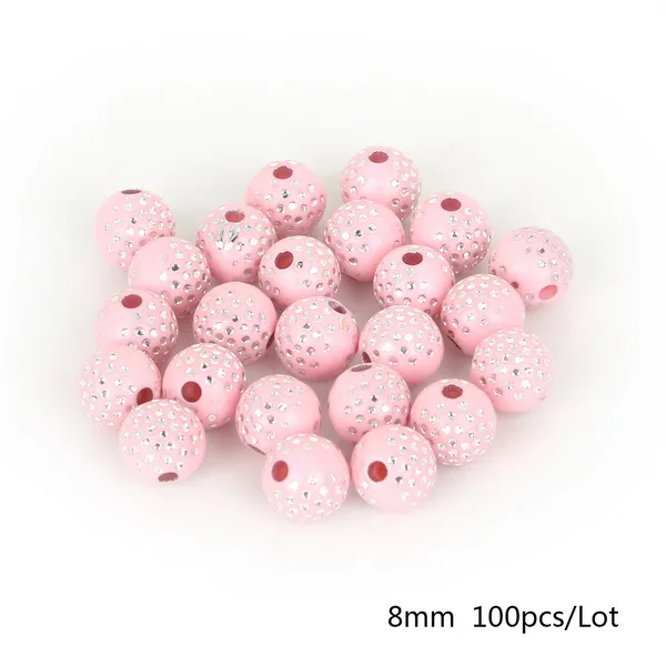 Pink 100 шт 8 мм цветные пластиковые круглые акриловые бусины для поделок, украшение для альбома - Цвет: Pink