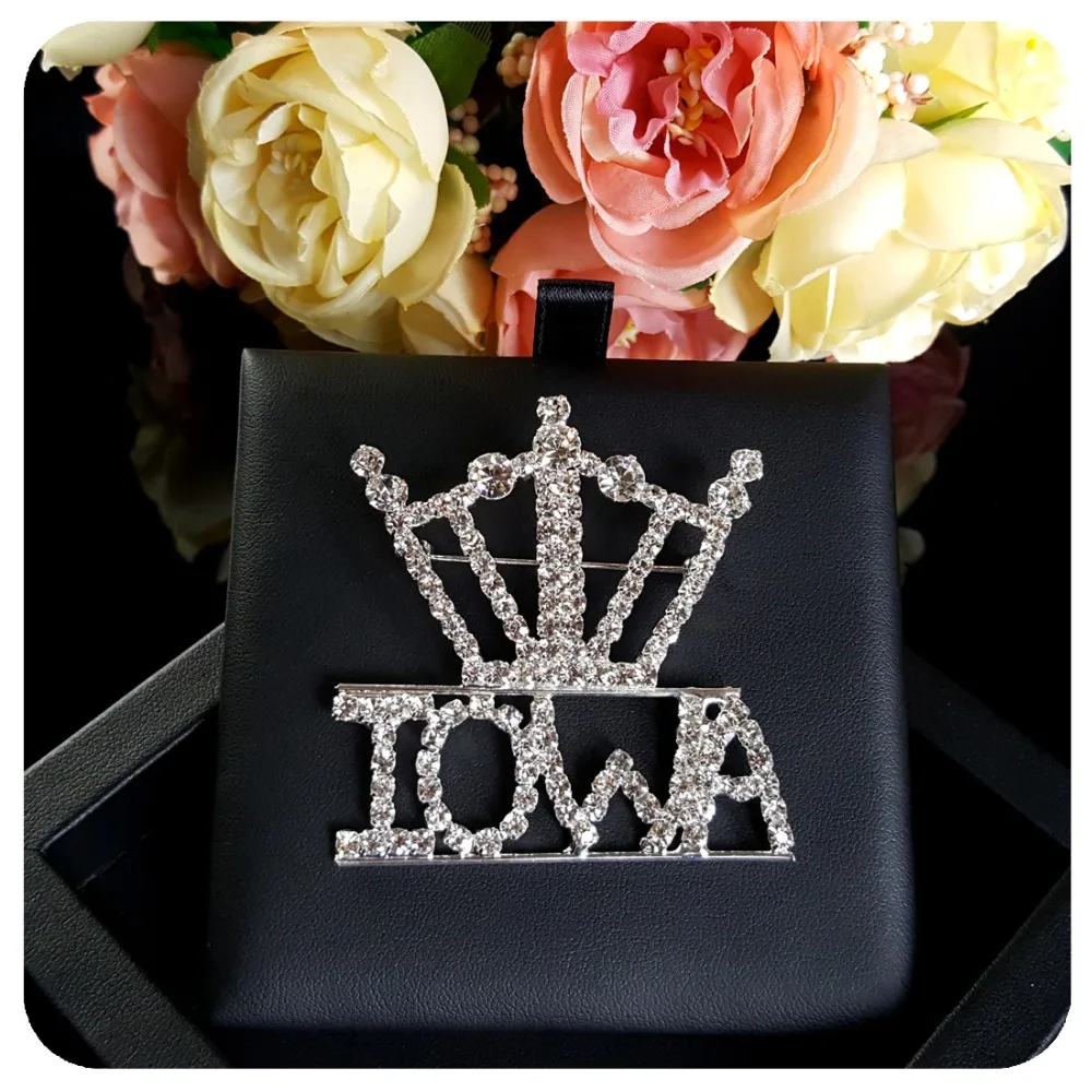 Брошь со стразами ювелирные изделия США отворот Pin &quotIOWA&quot State|rhinestone brooch|lapel pinbrooch