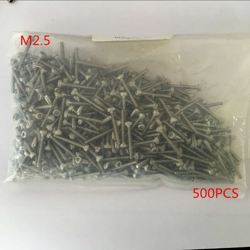 Серия M2.5 500 шт. винты из нержавеющей стали с шестигранной головкой * 3/4/5/6/7/8-30 мм