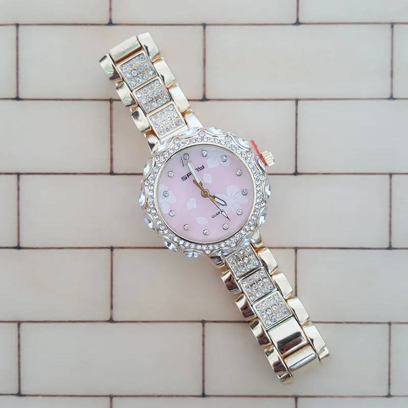 Известный бренд цветочный циферблат женский золотой браслет кварцевые часы