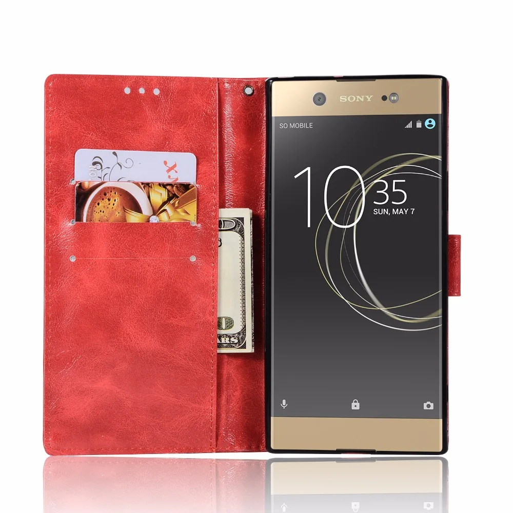 Aiglat чехол для Sony Xperia C6/XA Ultra 6.0 дюйма Винтаж Ретро обычный кожаный бумажник крышка