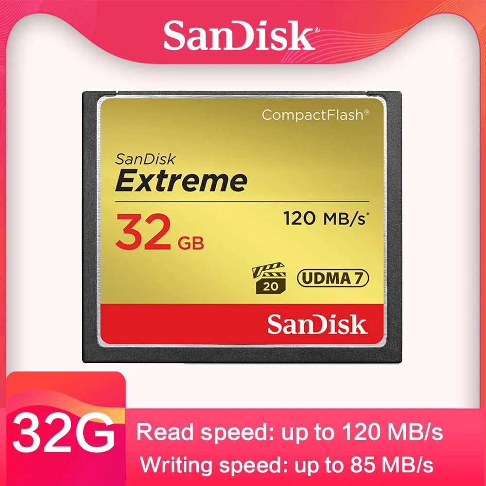 SanDisk CF карта памяти Compact Flash Extreme Canon Full HD Оригинал 120 МБ/с./с 32 Гб 128 64 Видео 4 K для D 300