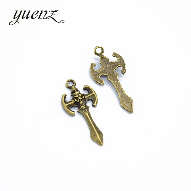 YuenZ 10 pcs Charms skull Sword 30*14mm Antique Silver Plated Pendants Making DIY Handmade Tibetan Jewelry M21 | Украшения и