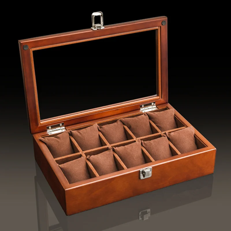 Caja organizadora de relojes de madera para hombre, expositor de reloj de moda, soporte de almacenamiento de café, cajas de reloj para hombre