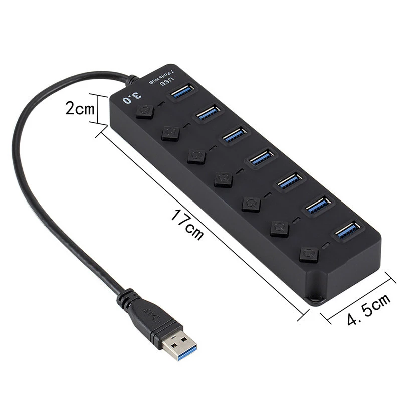 Концентратор USB 3 0 с 7 портами и кнопочным переключателем для передачи данных
