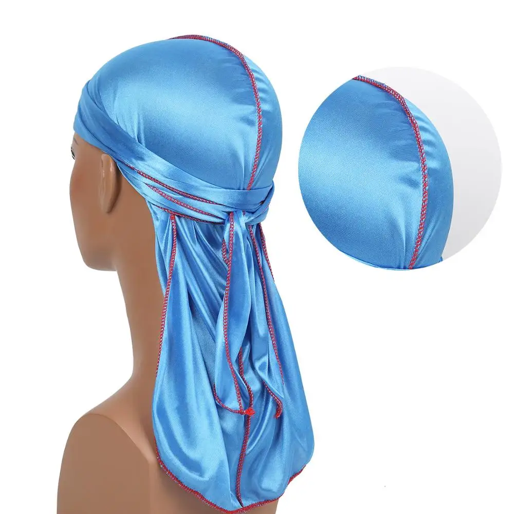 

New Men's Colorful Silky Durags Turban Bandanas Headwear Men Silk DuRag Doo Rag Pirate Hat Wave Caps Hair Accessories Durags