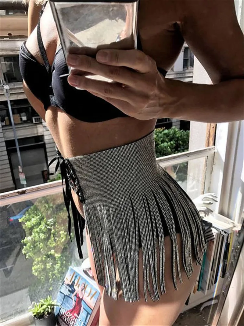 

Bling Crystal Bead Waist Belt Women Wide Bandage Self-tie Rhinestone Tassel Fringe Corset Strap Cummerbund Girdle Skirt Belt New