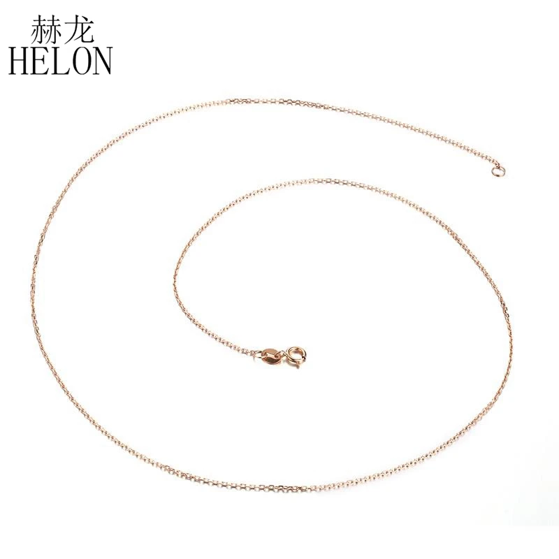 

HELON 18K Solid Rose Gold Yellow Gold White Gold Chain 18" About 45cm Necklace Au750 Necklace Wedding Party Gift For Women