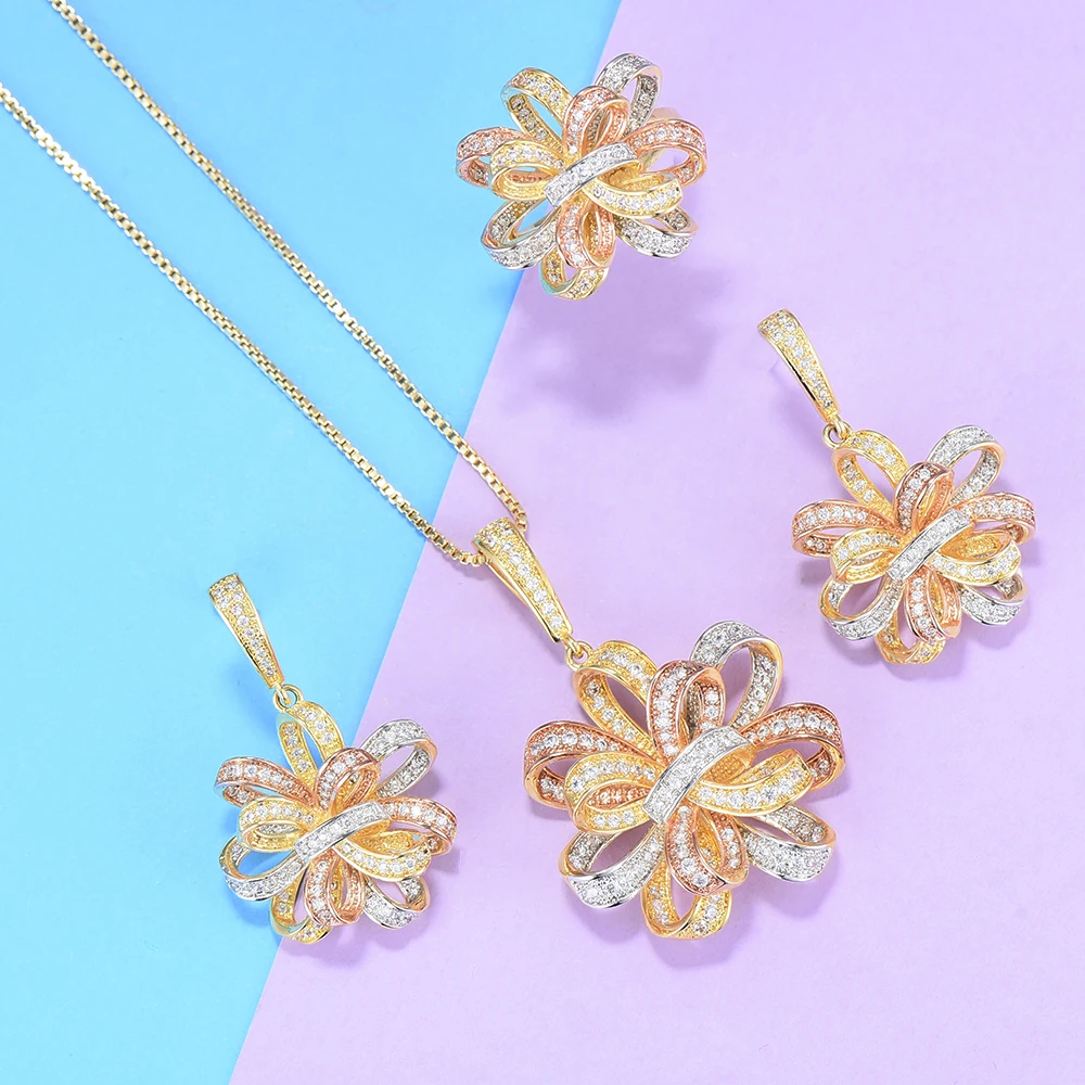 GODKI Luxury Flower Lariat Necklace Earring Sets Cubic Zircon Crystal CZ jewelry for women Wedding India Bridal Jewelry Set | Украшения и