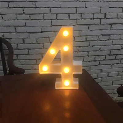 4 DIY белый светодиодный ночник с буквенным принтом, креативный Английский алфавит, номер батареи, лампа для романтической свадебной вечеринки, Рождества, домашнего декора стен - Цвет: 4