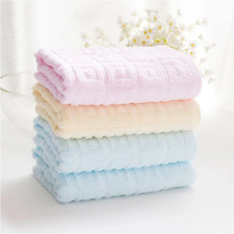 4Pcs 100% Cotton Face Towel Blue 2 Yellow 1 Pink Absorbent Soft Solid for Adu | Дом и сад