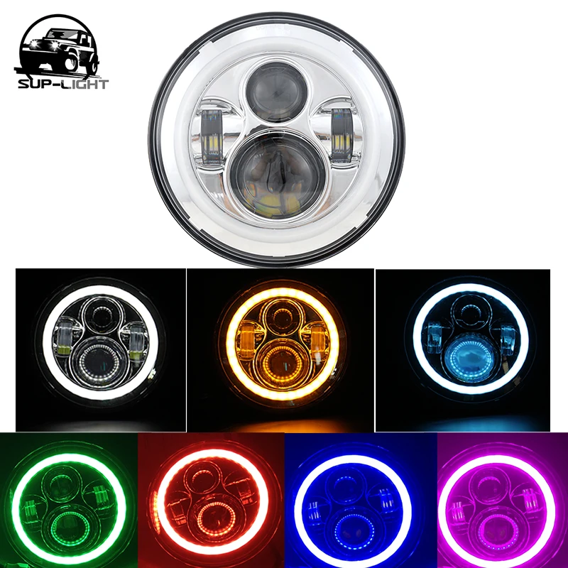 

2PCs 7 Inch Round Headlight For Jeep Wrangler 97-15 7" LED Headlight 12v With H4 High Low drl For Hummer Toyota Land Rover