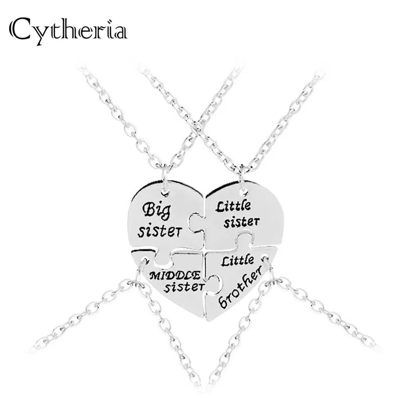 

big middle little sister Necklaces Pendants For 4 little brother Necklace family 4 baby birthday gift collar Necklace Jewelry