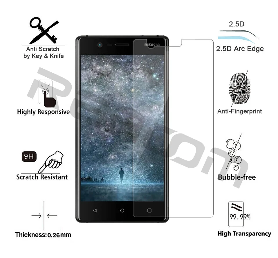 Reaoom 9H 2.5D Защитная пленка для экрана телефона Nokia 3 ультратонкая закаленное