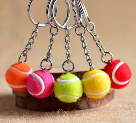 Брелок для ключей в виде теннисного мешка, пластиковый мини-брелок с теннисным мячом, маленькие украшения, рекламный спортивный брелок для веера, сувенир, кольцо для ключей
