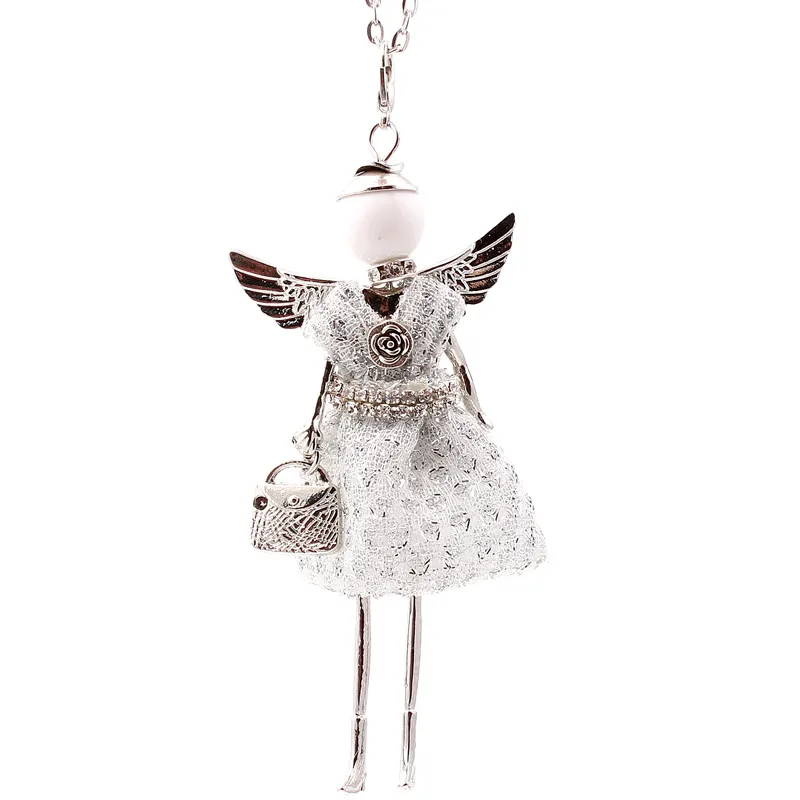 Кукольное ожерелье HOCOLE с крыльями ангела длинное подвеской из горного хрусталя