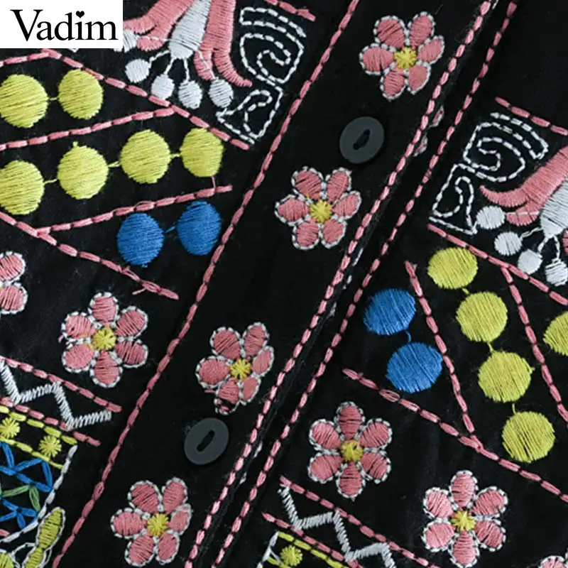 Вадим Женские винтажные в горошек с вышивкой платье миди v образным вырезом