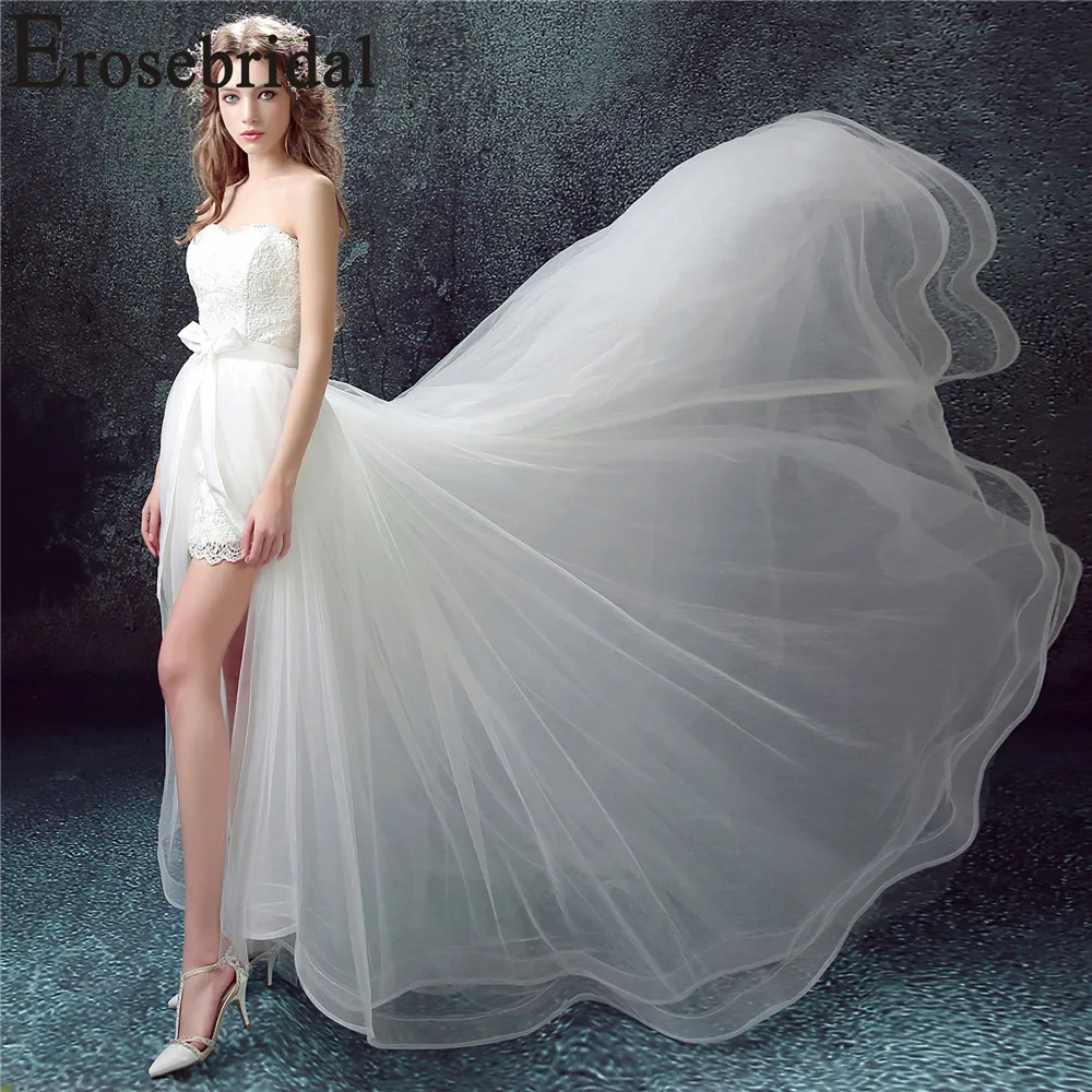 Женское Короткое платье без бретелек Erosebridal простое пляжное свадебное со съемным
