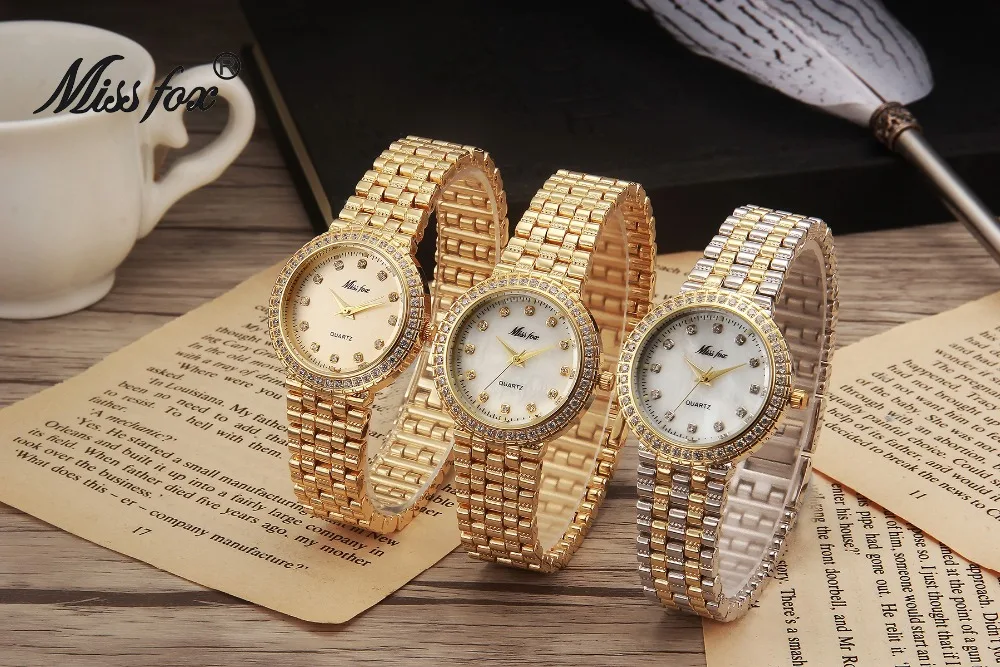 Miss Fox известный бренд кварцевые женские часы с бриллиантами 18 k золотые