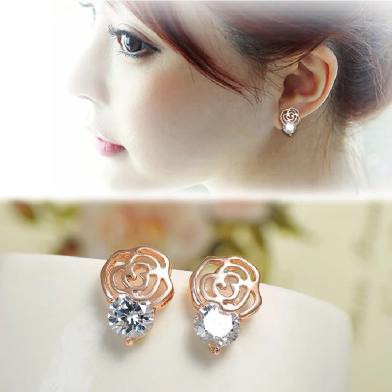 2017 Новое Прибытие Вишневый Роуз Позолоченные Цирконий Свадебные Женщины Стад