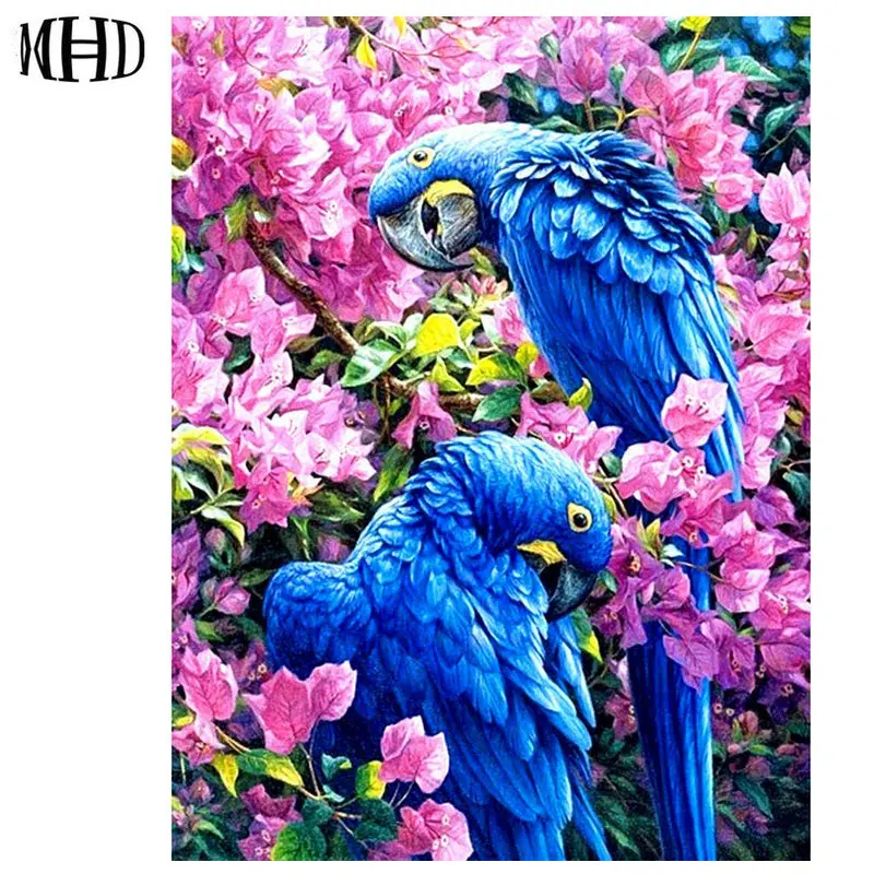 

Полная круглая вышивка в виде попугая со стразами Цветы DIY Алмазная Вышивка крестом Стразы бриллианты картины попугай настенные наклейки Н...