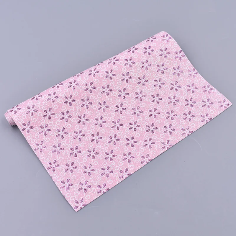 A4 21x29cm Flower Pattern Glitter Synthetic Leather Fabric For Bows Bags Sewing Craft DIY Decoration | Дом и сад