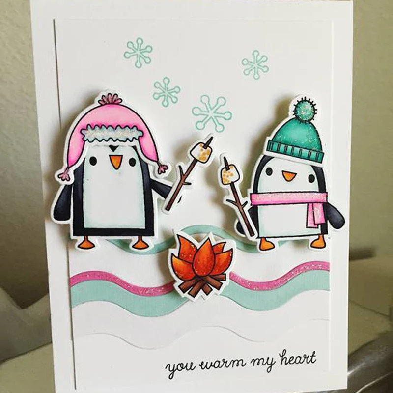 Love Penguins 4x4 дюйма прозрачный силиконовый набор штампов для самодельных альбомов