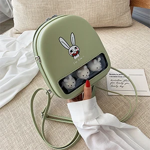 Green Милая желтая утка прозрачная Ita Bookbags женские рюкзаки с мультяшным принтом женские Мини кожаные школьные сумки для девочек Pu Back Packs - Цвет: Green