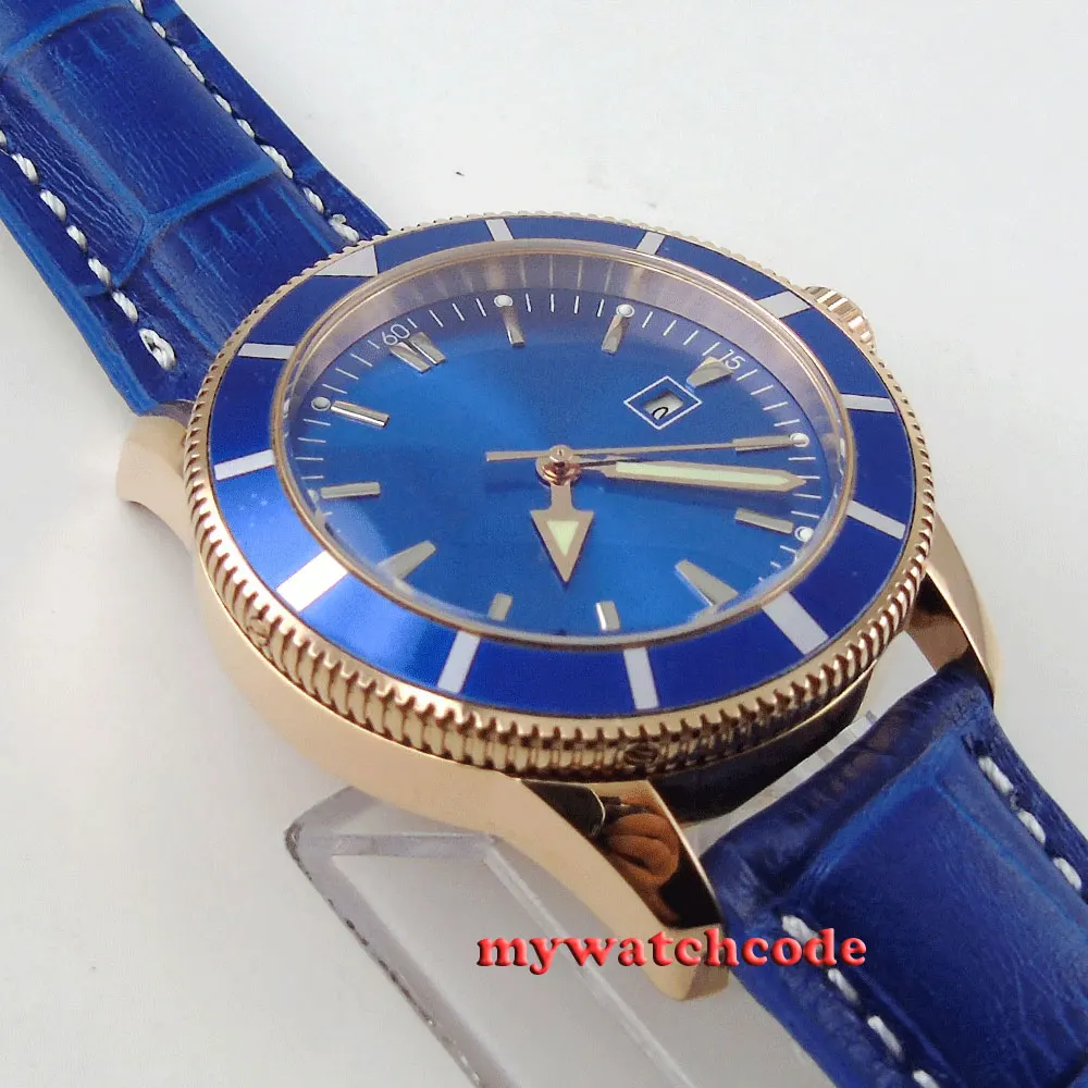 Мужские автоматические часы с синим циферблатом 46 мм|watch ipod|watch strap spring barwatch platinum |