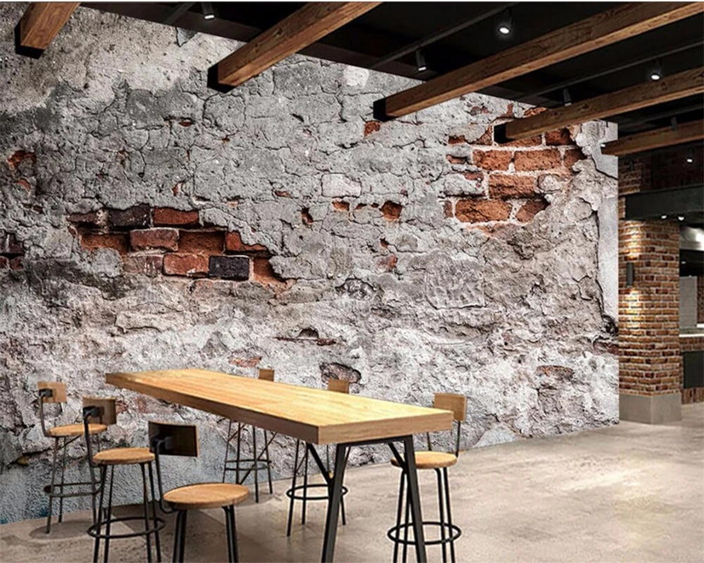 

beibehang High-end wallpaper personality 3d wall photo restaurant custom bar TV cement wall background decorative painting