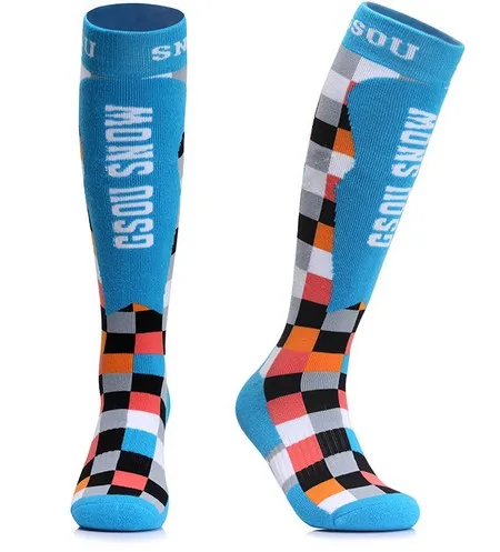 

Gsou Snow Mens Thermal Ski Stockings Blue And Color Block Male Thick Snowboarding Long Winter Outdoor Sports Socks For Male