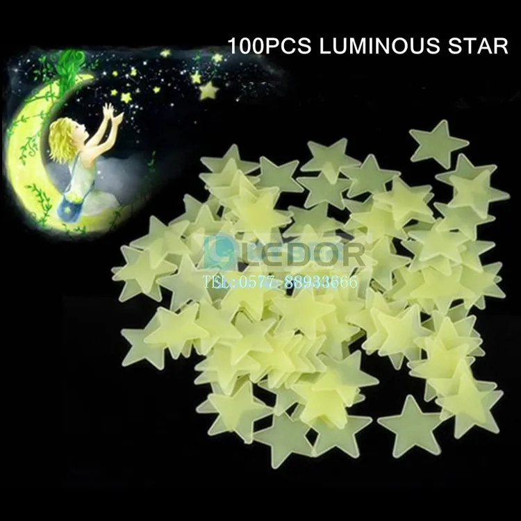 

Free shipping 3CM Glow In The Dark Moon Stars & Planet Wall Ceiling Decor Stick On Space