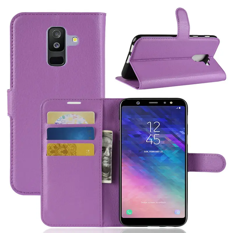 Роскошный кожаный чехол-книжка для Samsung Galaxy A6 plus 2018 + A605 A605G A600F чехол-кошелек с