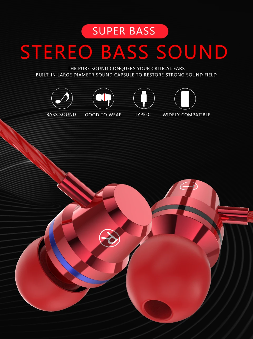 Металлические наушники PTM Bass гарнитура usb type C наушники с микрофоном для мобильных телефонов Xiaomi huawei PC Gaming