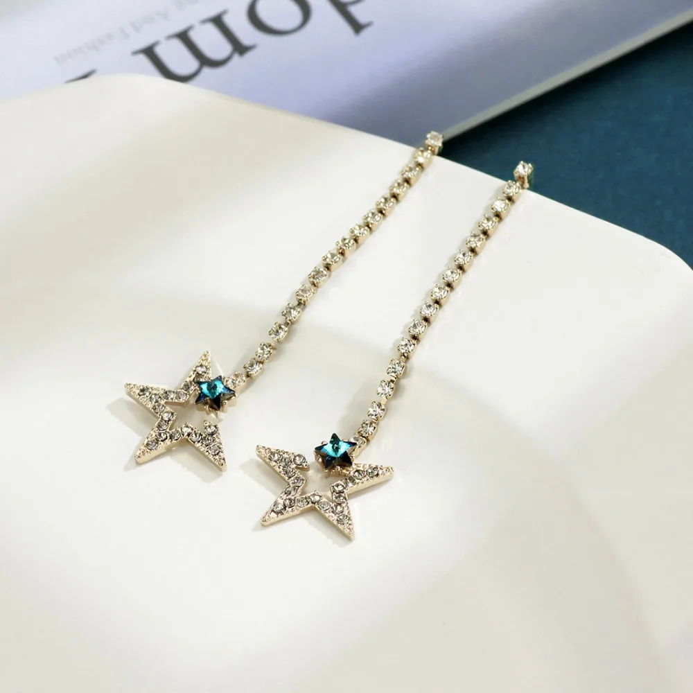 Neoglory Австрия Кристалл и стразы Длинная женская звезда стиль для модной вечеринки