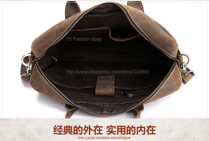 Портфель мужской из кожи Крейзи Хорс винтажный деловой тоут натуральной сумка на