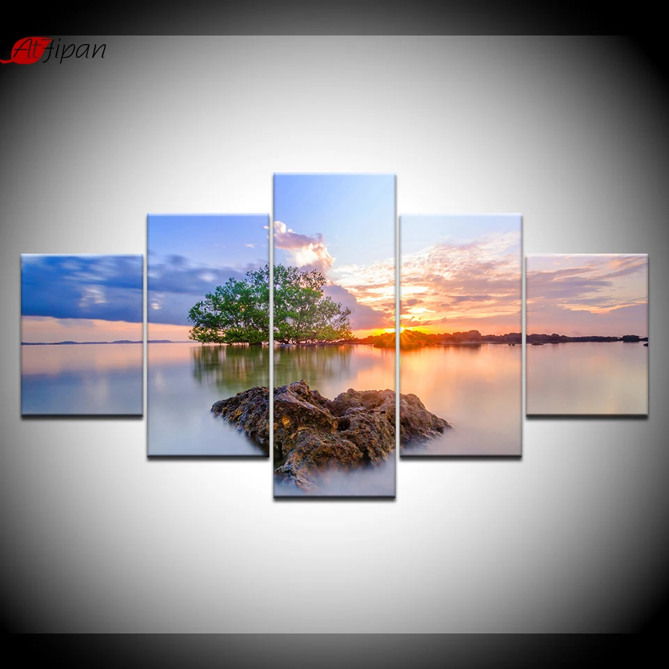 

Wall Art Decor Living Room Framework 5 Pieces Sunrise Break Of Day Scenery Pictures HD Printing Posters Modular Paintings Canvas