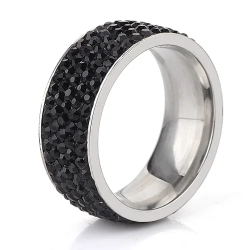 

Wholesale jewelry gift rings for women Black Crystal rings Delicate Stainless Steel Lady Ring