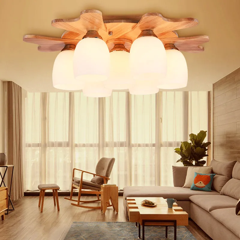 New Japanese/ Nordic Wood Glass Art Foyer Led Ceiling Lights Bedroom Living room Kitchen Dining Lamp Free Shipping | Освещение